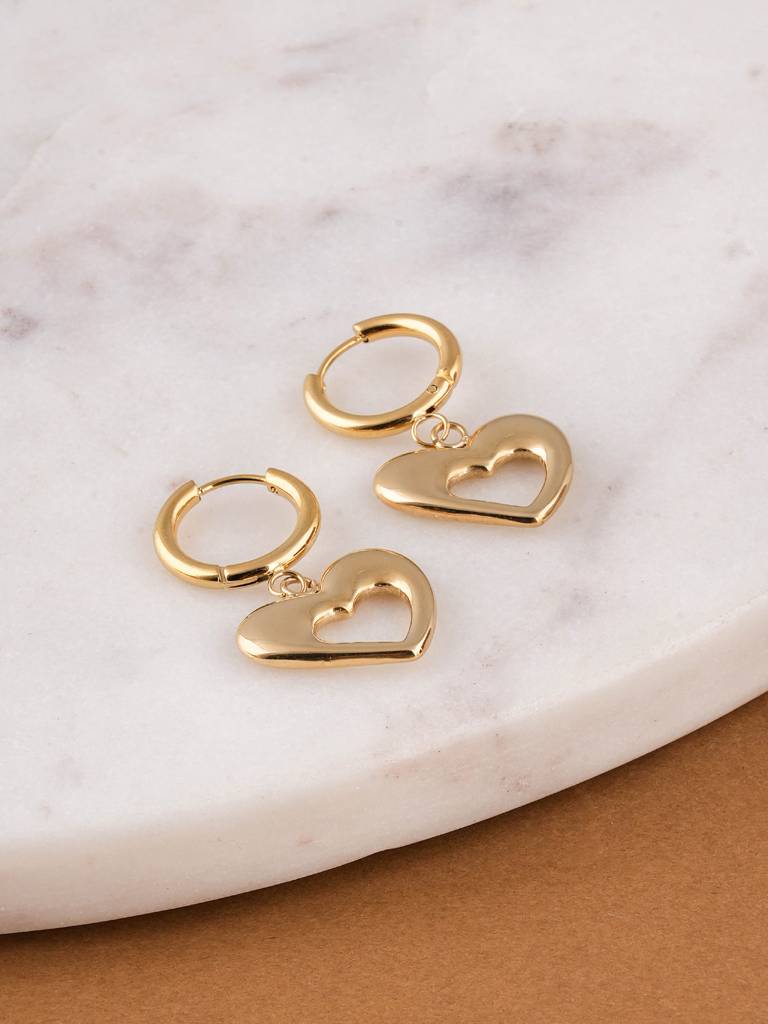 Dangling Heart Hoop Earrings
 For Womens - Waterproof & Anti-Tarnish : SSWER0645