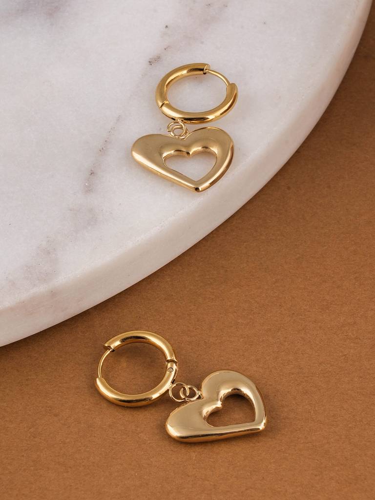 Dangling Heart Hoop Earrings
 For Womens - Waterproof & Anti-Tarnish : SSWER0645