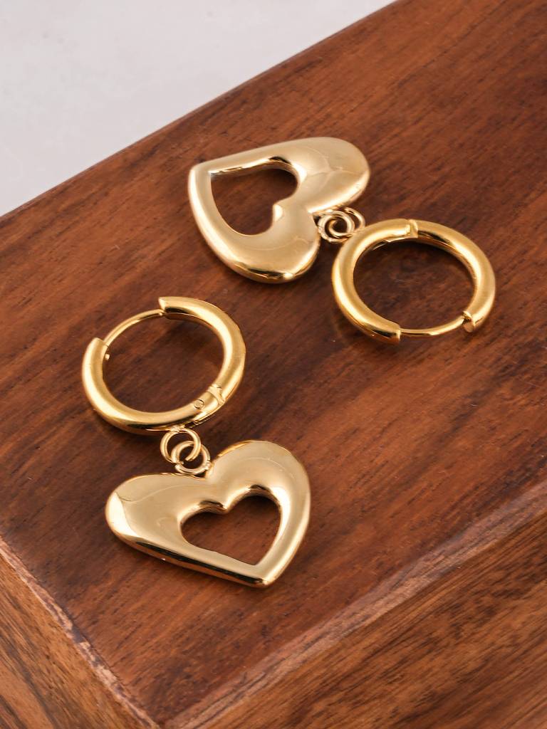 Dangling Heart Hoop Earrings
 For Womens - Waterproof & Anti-Tarnish : SSWER0645