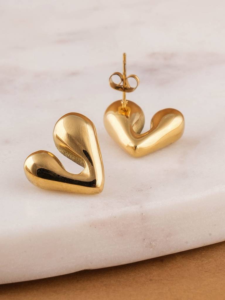 Sculptural Heart Earrings  For Womens - Waterproof & Anti-Tarnish : SSWER0648