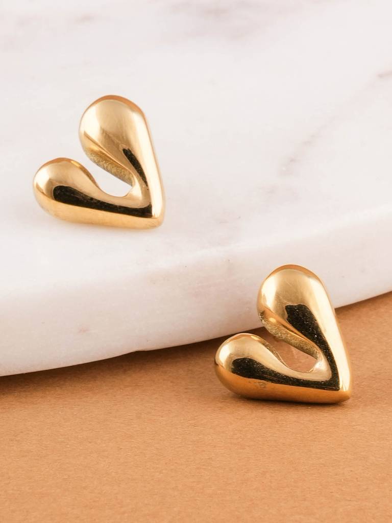 Sculptural Heart Earrings  For Womens - Waterproof & Anti-Tarnish : SSWER0648
