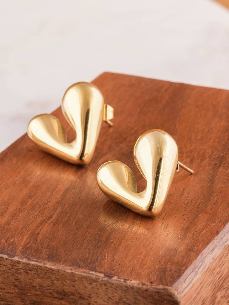 Sculptural Heart Earrings  For Womens - Waterproof & Anti-Tarnish : SSWER0648