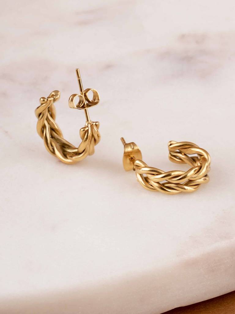 Golden Braid Hoops For Women : SSWER0671
