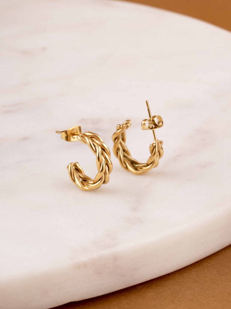 Golden Braid Hoops For Women : SSWER0671