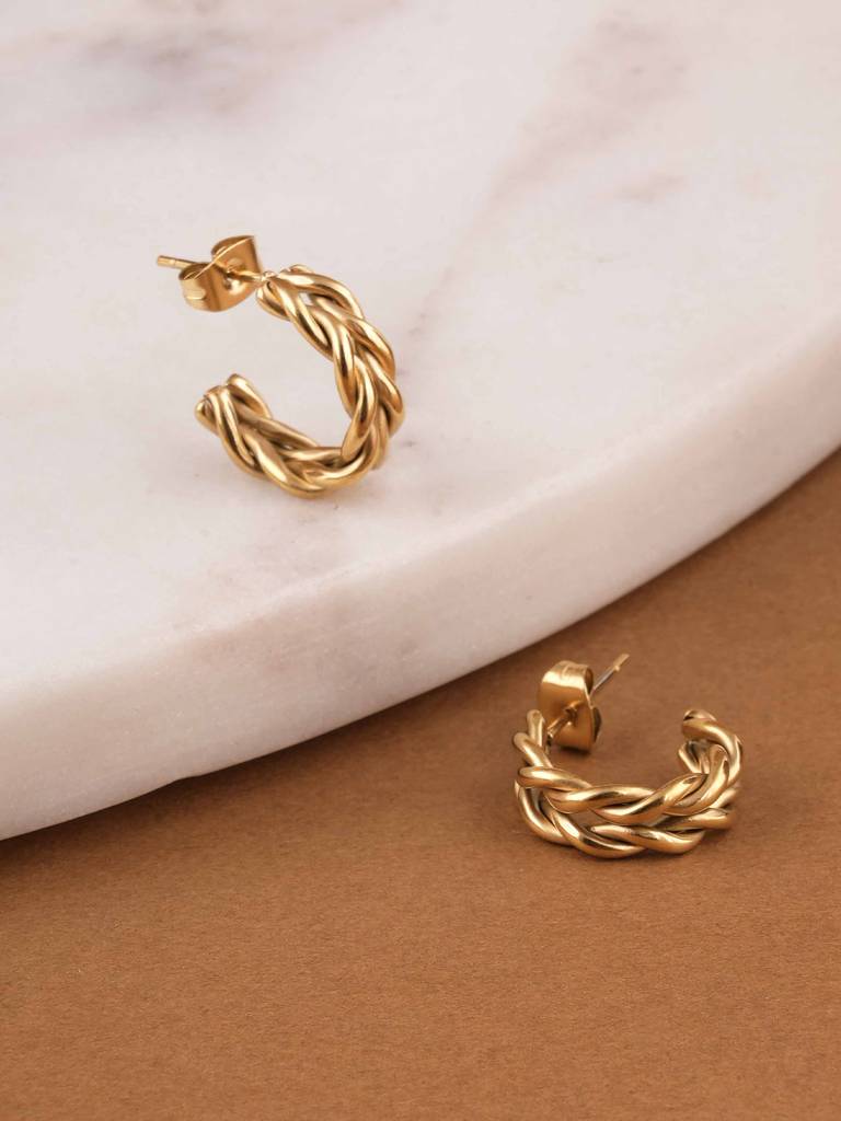 Golden Braid Hoops For Women : SSWER0671