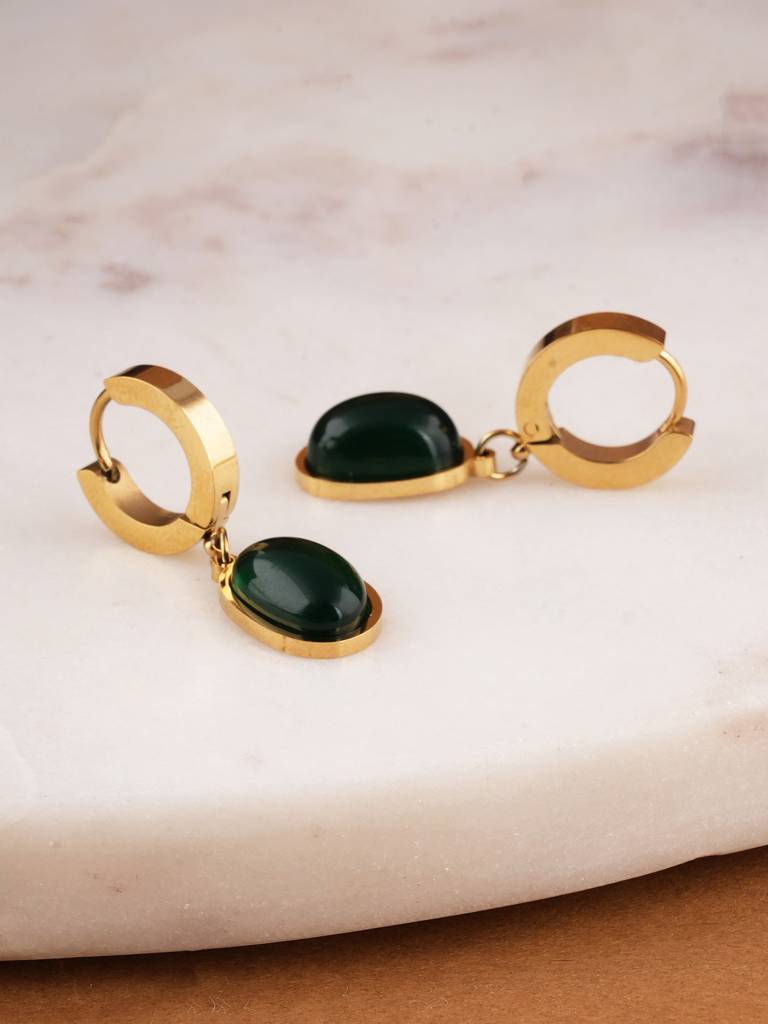 Emerald Cabochon Drops For Women : SSWER0687