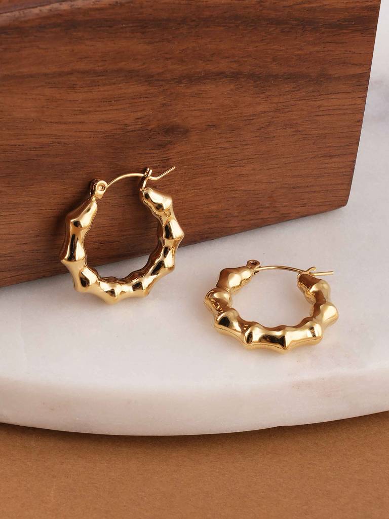 Bamboo Statement Hoops For Women : SSWER0699