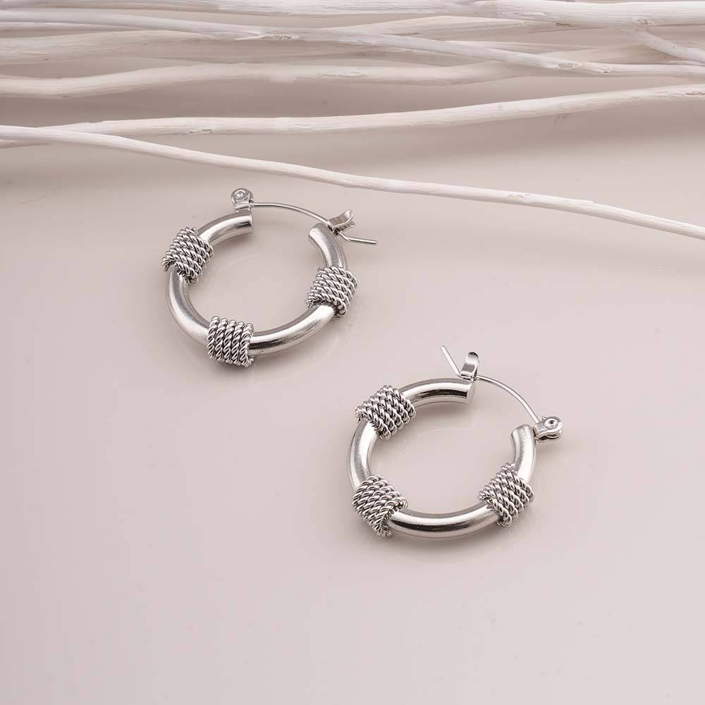 Lustre Links Silver Hoop Earrings For Womens - Waterproof & Anti-Tarnish : SSWER0702