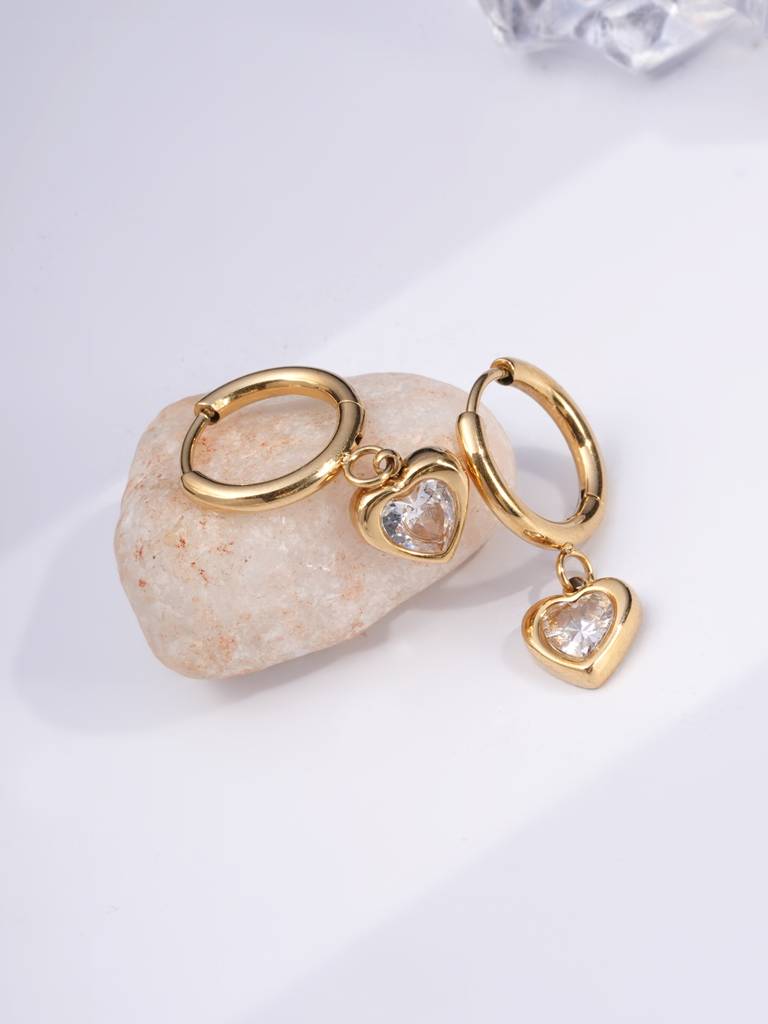 Gemini Heart Hoops For Women : SSWER0765