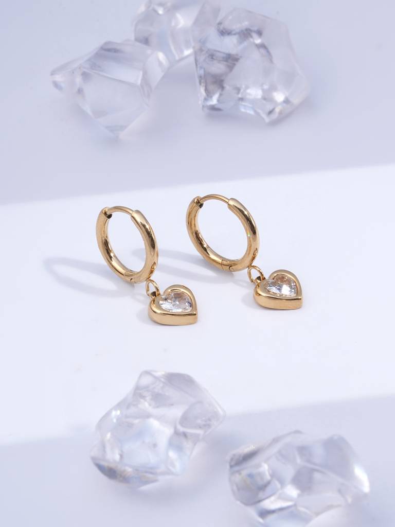 Gemini Heart Hoops For Women : SSWER0765