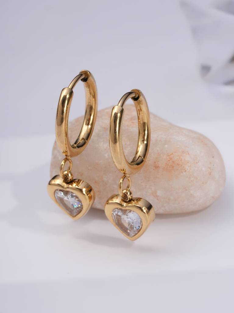 Gemini Heart Hoops For Women : SSWER0765