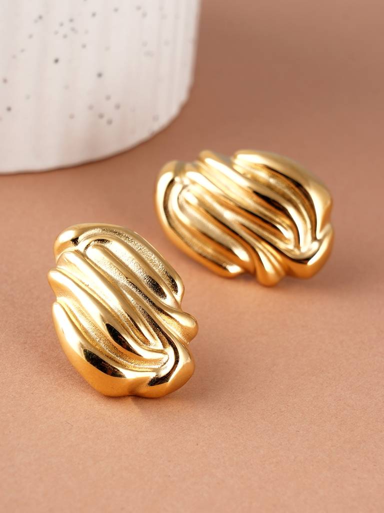 Heavy Gold Abstract Earrings For Women : SSWER0808