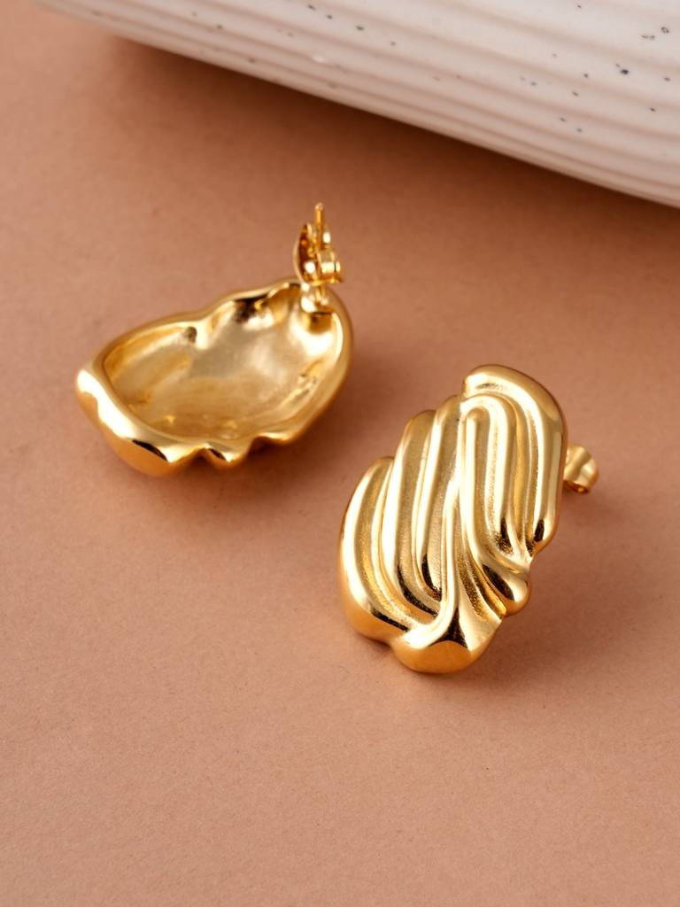 Heavy Gold Abstract Earrings For Women : SSWER0808