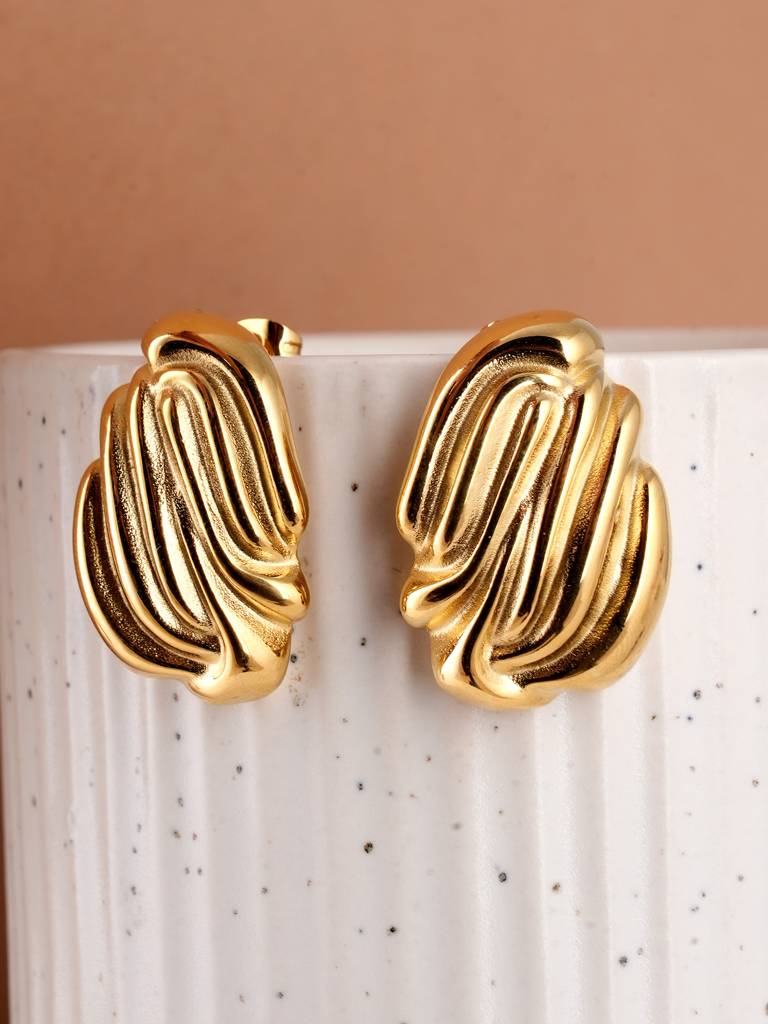 Heavy Gold Abstract Earrings For Women : SSWER0808