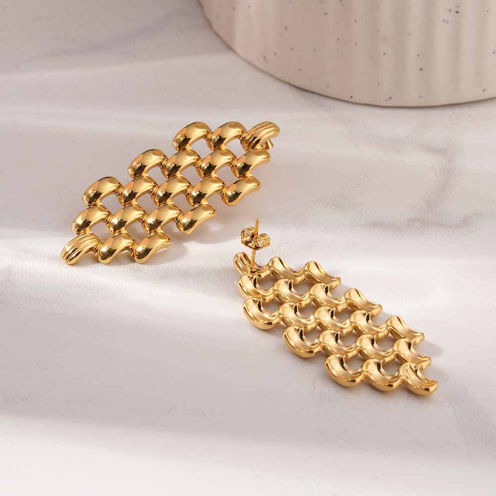 Hexagonal Grid Drop Earrings For Women : SSWER0909