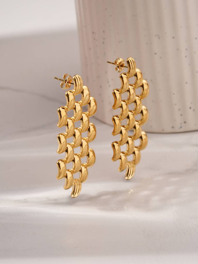 Hexagonal Grid Drop Earrings For Women : SSWER0909