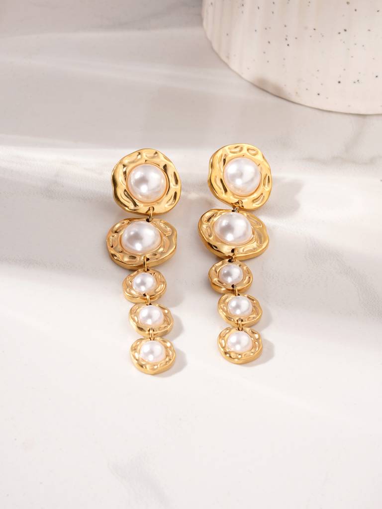 Chic Long Pearl Dangle Earrings For Women : SSWER0912