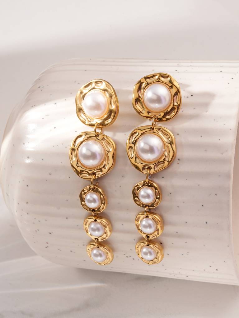 Chic Long Pearl Dangle Earrings For Women : SSWER0912