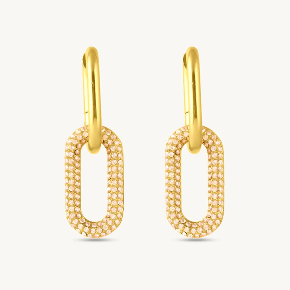 Interlock Cz Stone Dangle Earrings For Women : SSWER0913