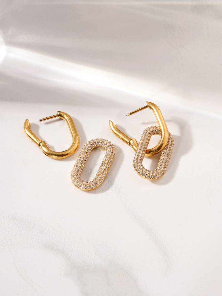 Interlock Cz Stone Dangle Earrings For Women : SSWER0913