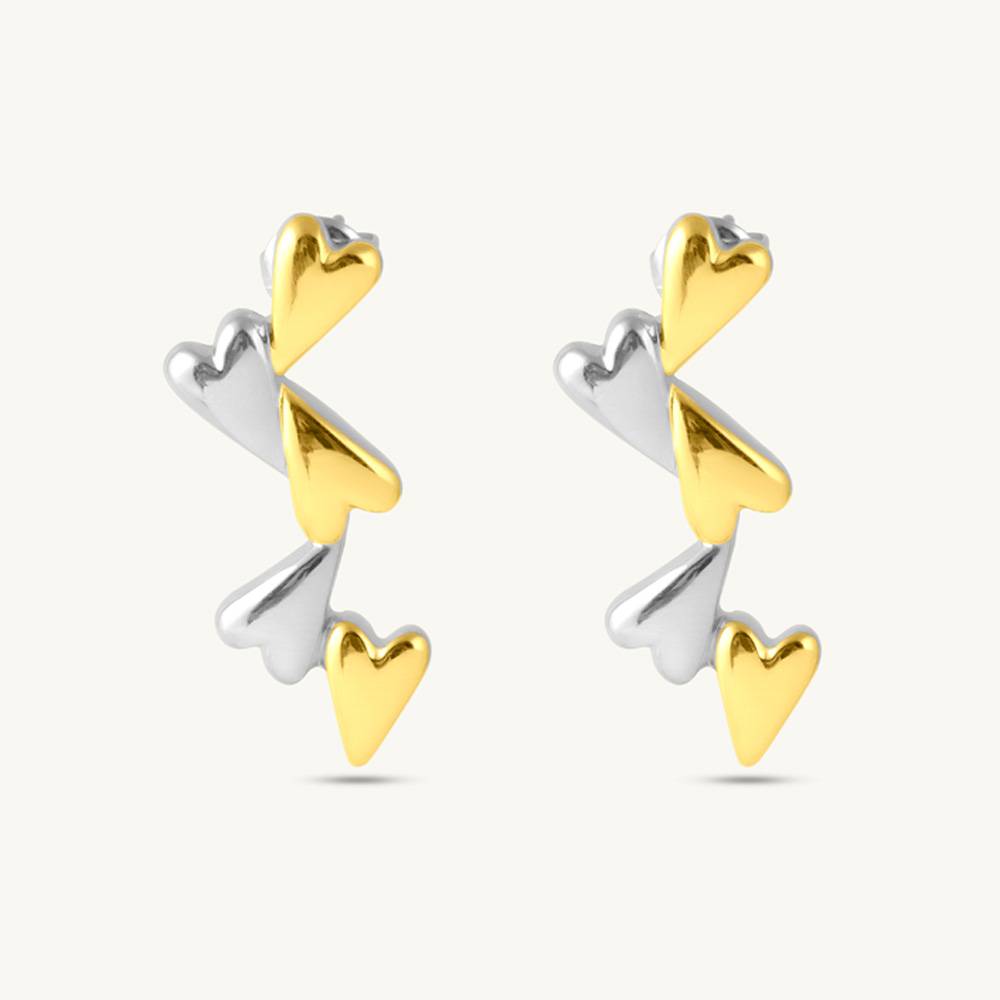 Tiny Attached Hearts Drop Earrings For Women : SSWER0931