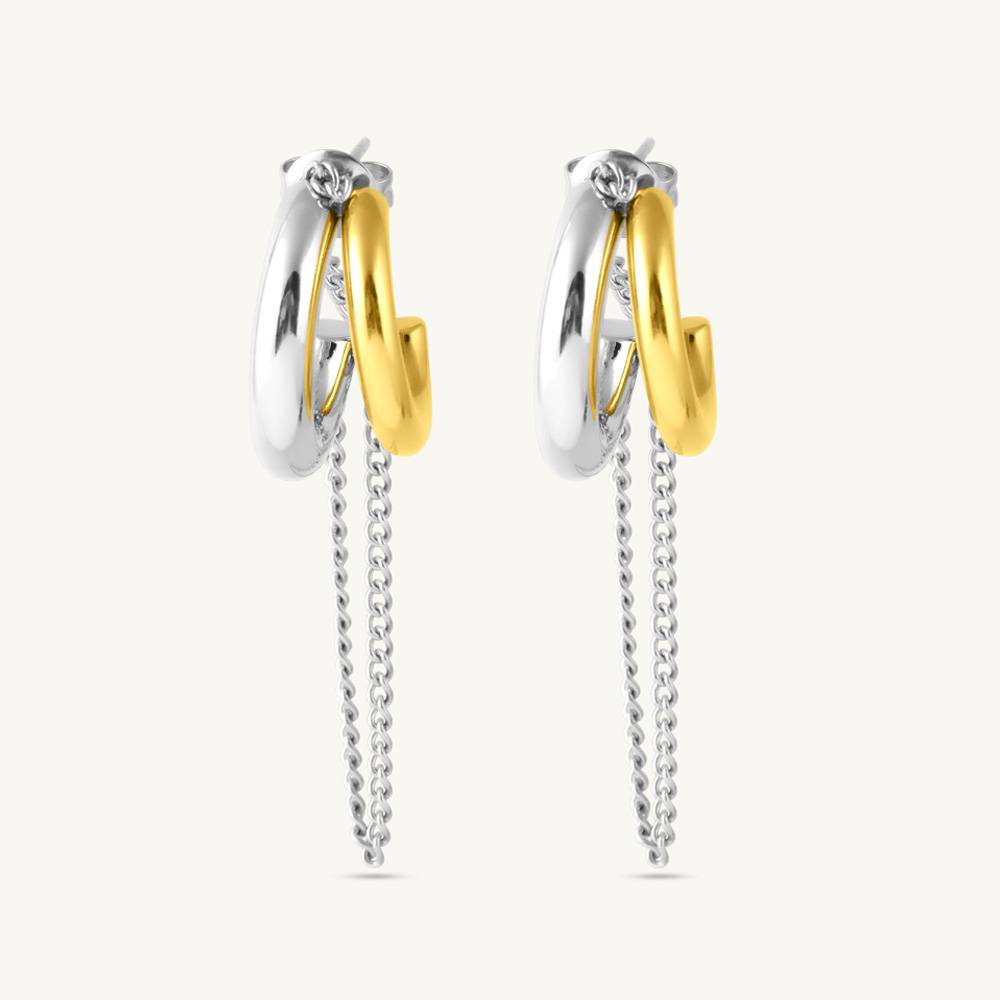 C Hoop Dangling Chain Earrings For Women : SSWER0932