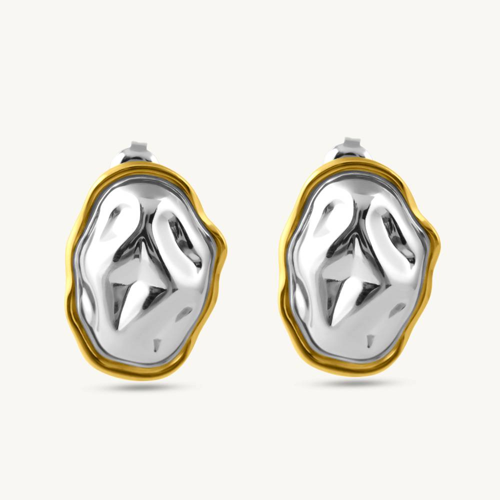 Hammered Stone Stud Earrings For Women : SSWER0938