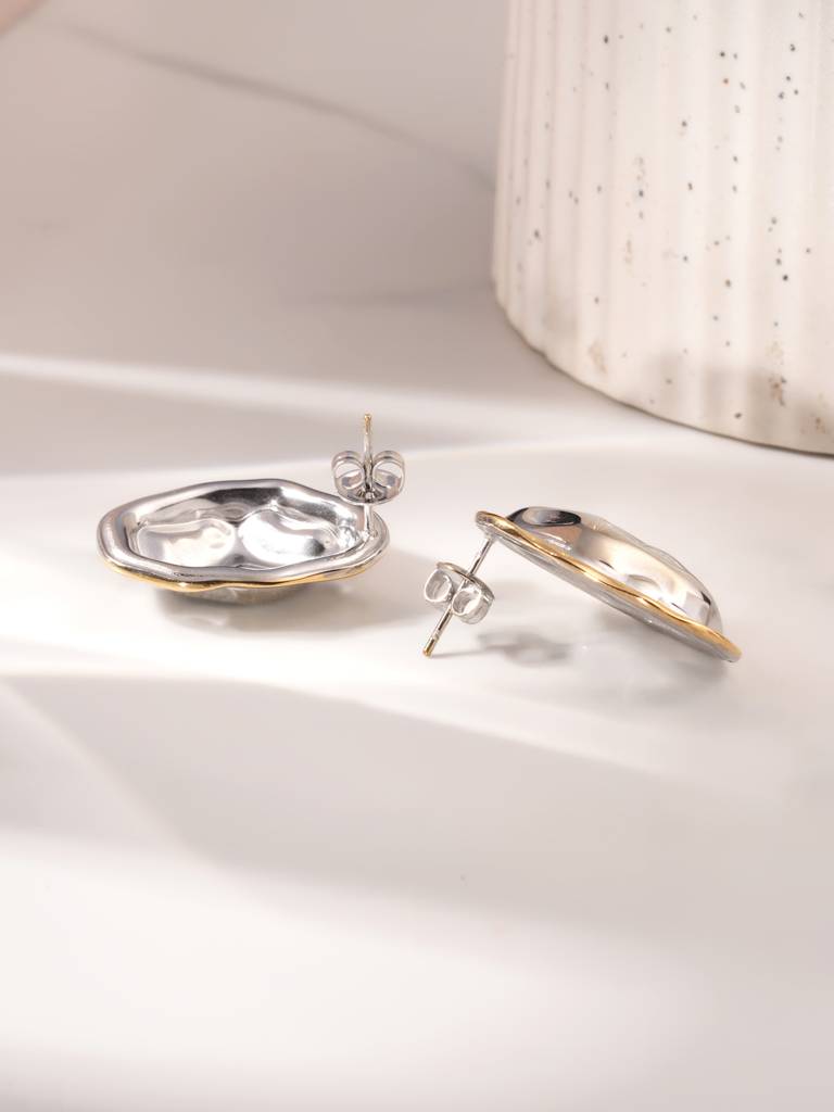 Hammered Stone Stud Earrings For Women : SSWER0938