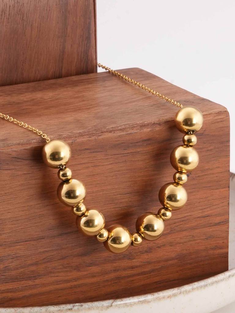 Gold Ball Chain Necklace For Womens - Waterproof & Anti-Tarnish : SSWNC0323