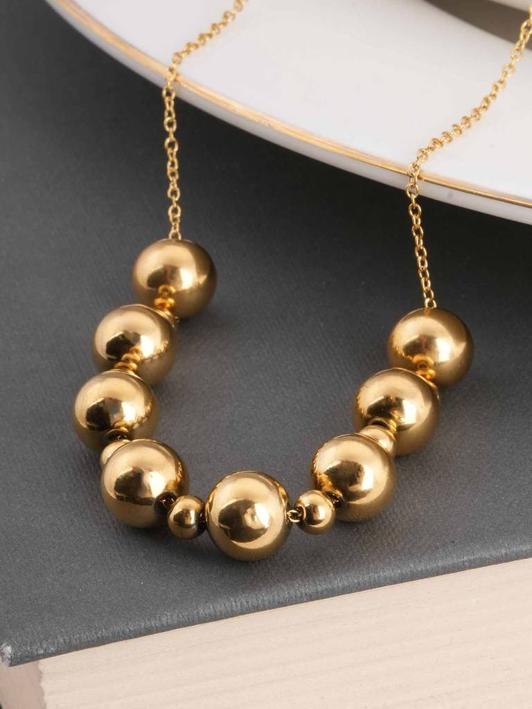 Gold Ball Chain Necklace For Womens - Waterproof & Anti-Tarnish : SSWNC0323