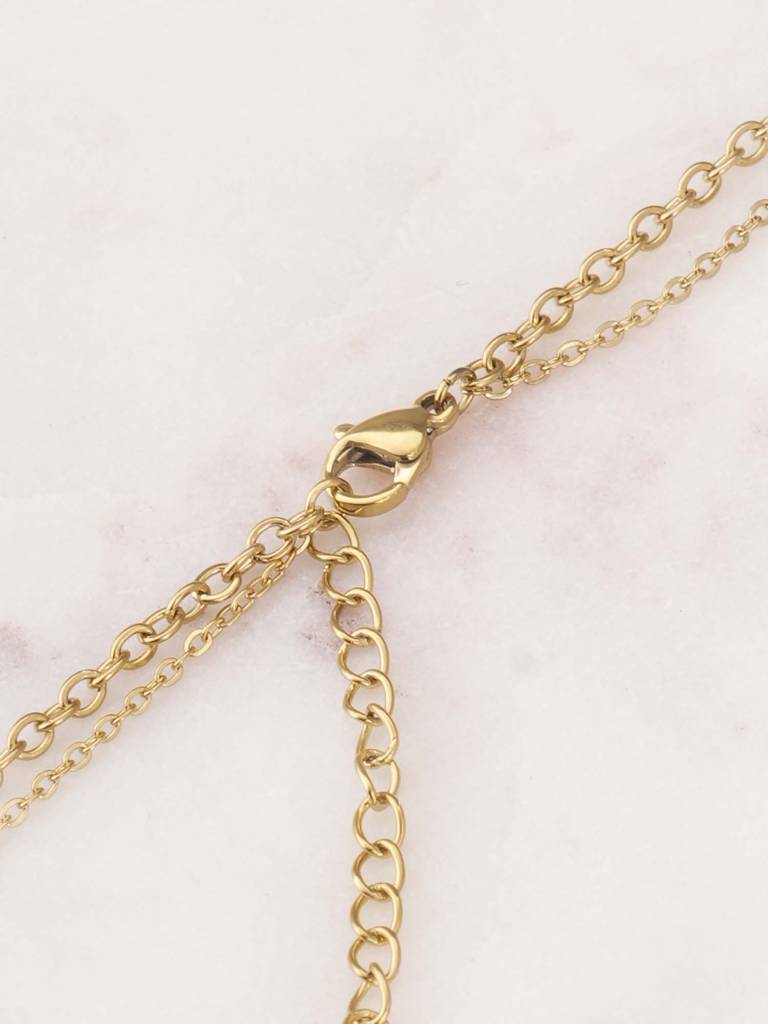 Gold Chain With Black Pendant For Womens - Waterproof & Anti-Tarnish : SSWNC0333