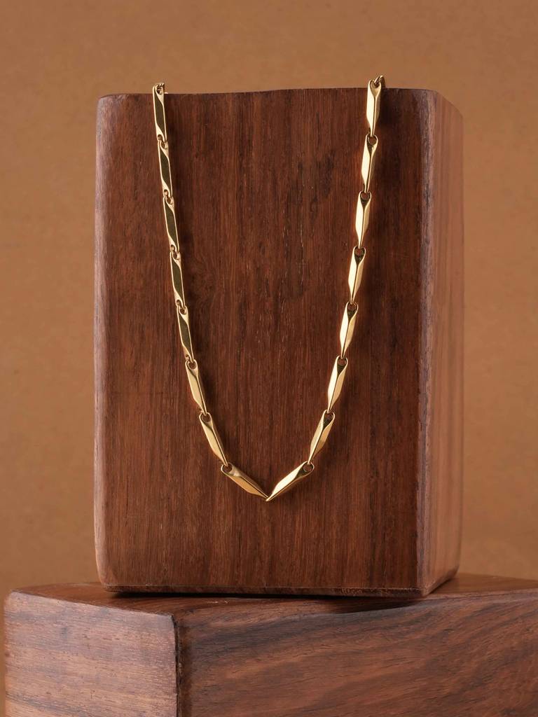 Rice Grain Link Gold Necklace For Women : SSWNC0350