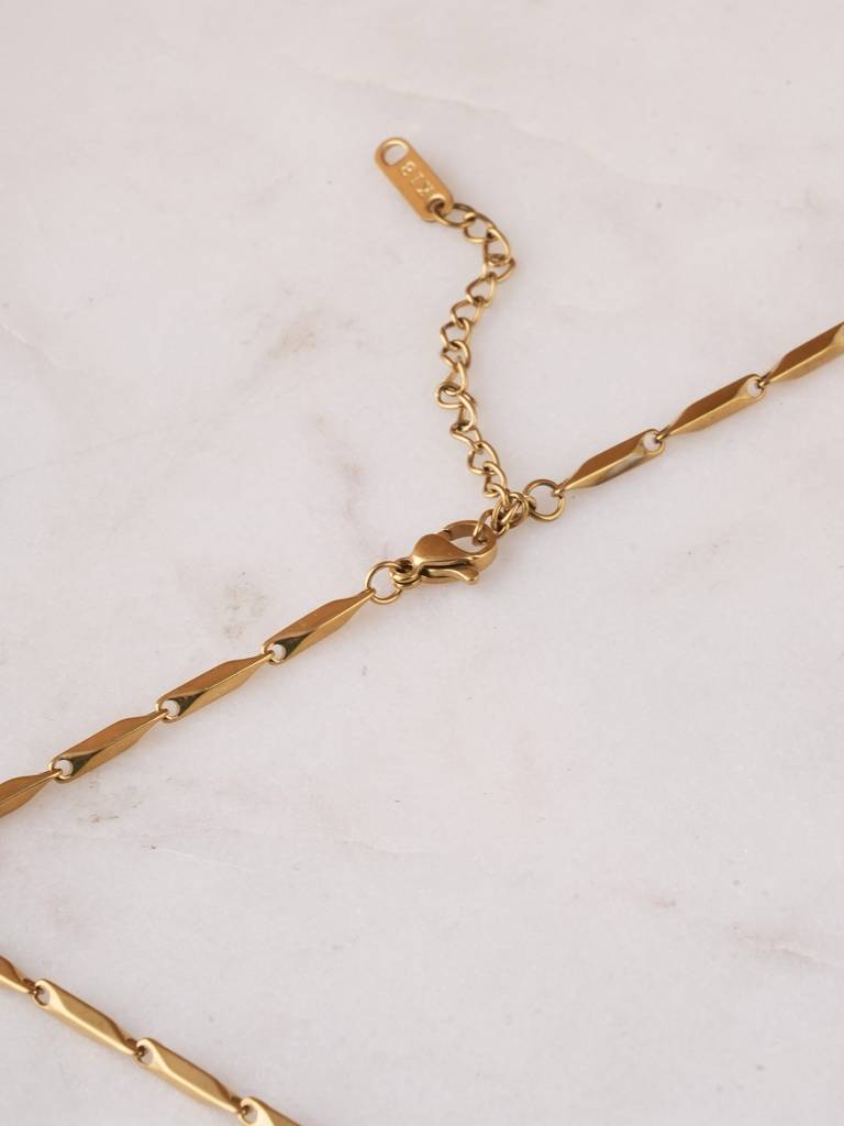 Rice Grain Link Gold Necklace For Women : SSWNC0350