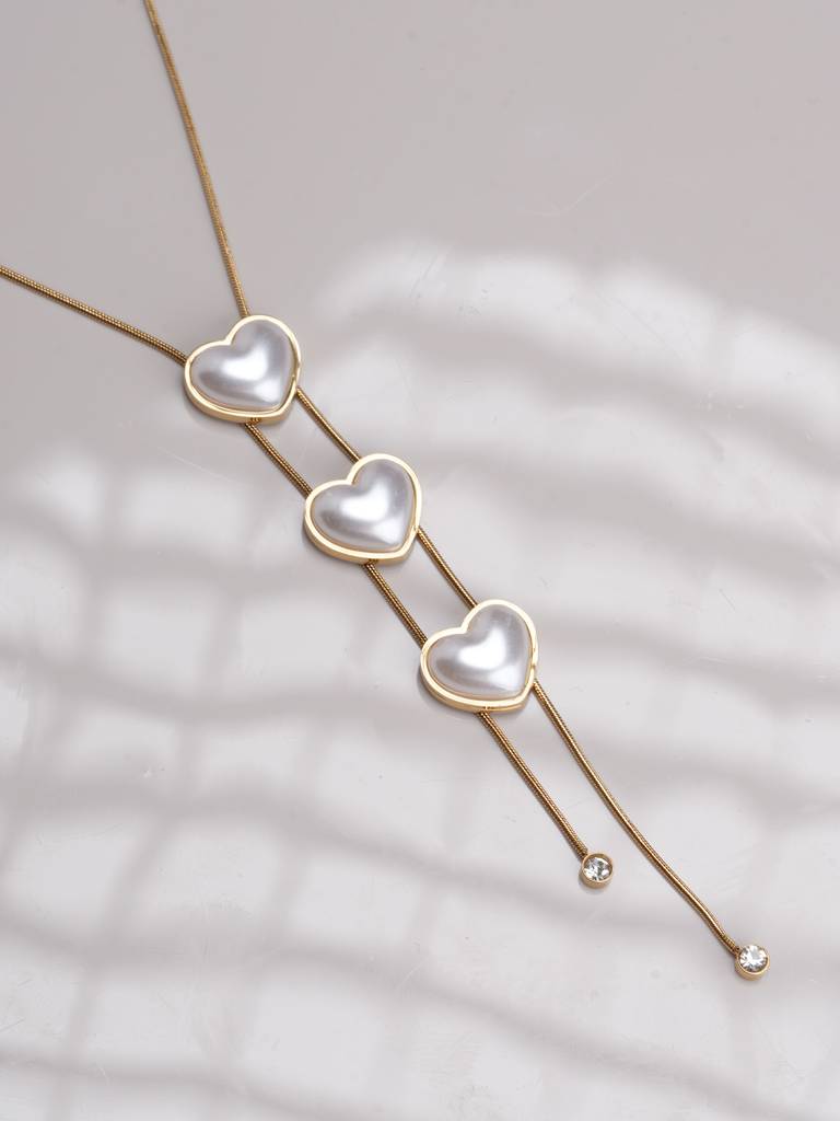 Triple Heart Adornment Necklace For Womens - Waterproof & Anti-Tarnish : SSWNC0357