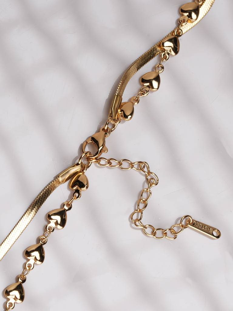 Interlocking Heart Necklace For Womens - Waterproof & Anti-Tarnish : SSWNC0374