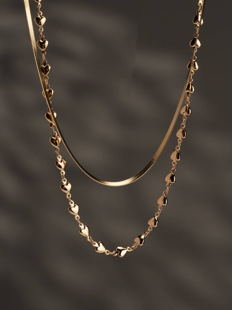 Interlocking Heart Necklace For Womens - Waterproof & Anti-Tarnish : SSWNC0374