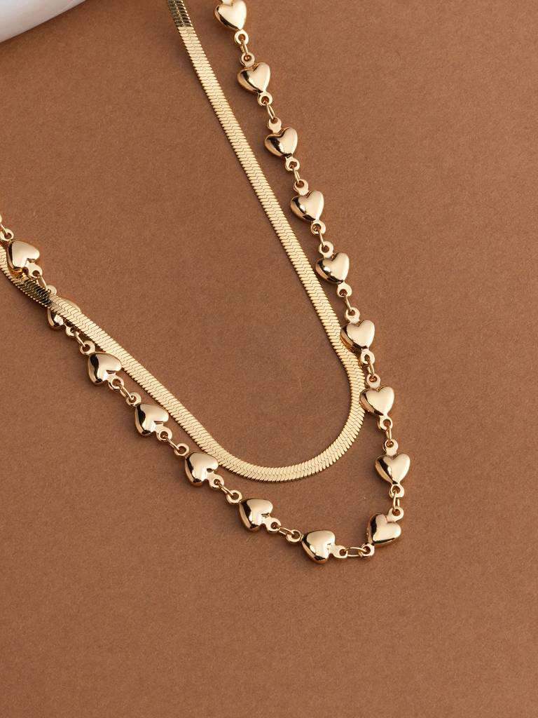 Interlocking Heart Necklace For Womens - Waterproof & Anti-Tarnish : SSWNC0374