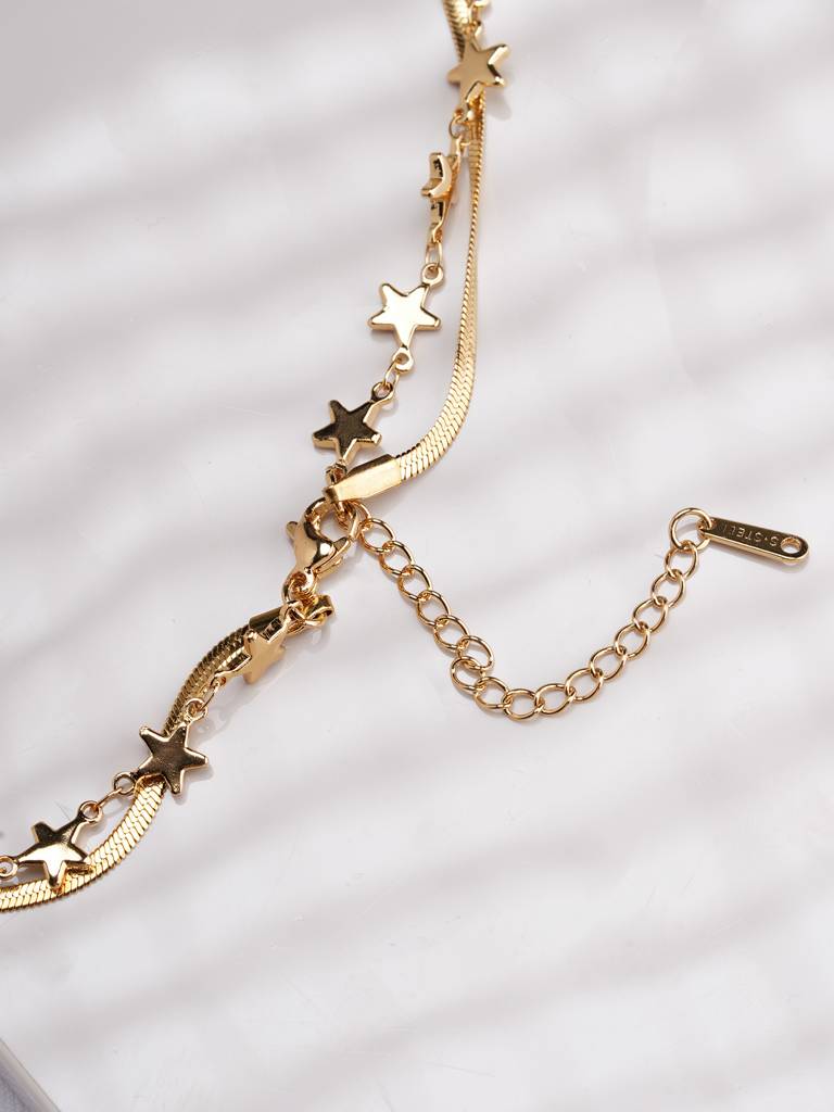 Star Grid Layer Necklace For Womens - Waterproof & Anti-Tarnish : SSWNC0376