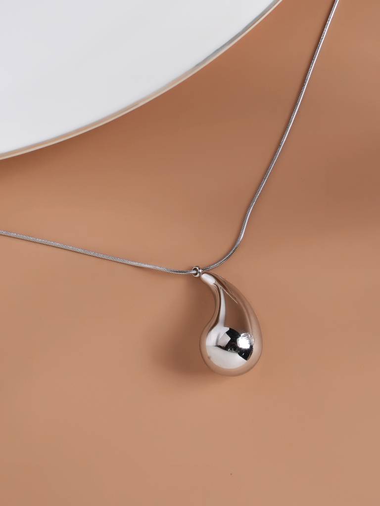 Drop Of Serenity Necklace For Women Free Size Silver Stainless Steel