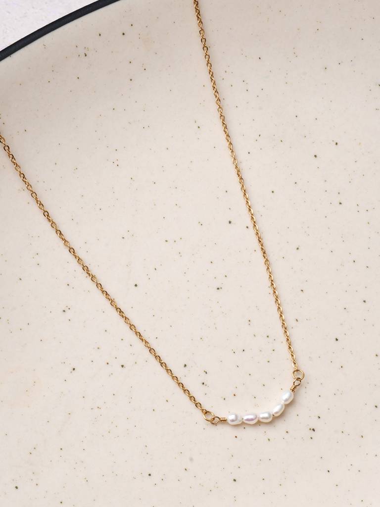 Minimalist Pearl Bar Necklace For Women : SSWNC0521