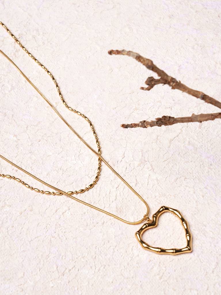 Double Heart Outline Layered Chain For Women | Double Heart Outline ...