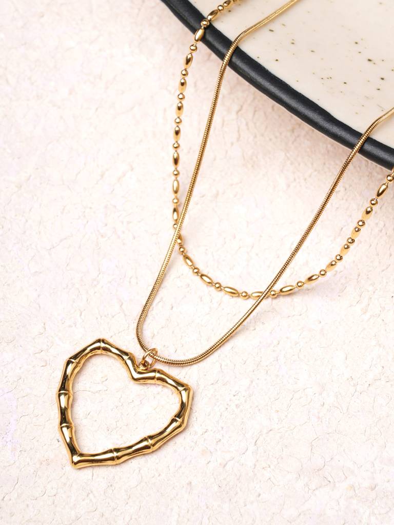 Double Heart Outline Layered Chain For Women | Double Heart Outline ...