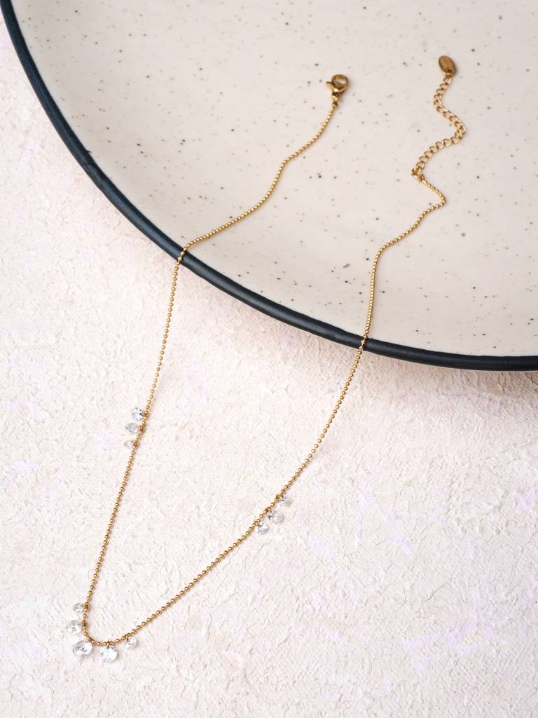 Dainty Curve Diamond Necklace For Women : SSWNC0572
