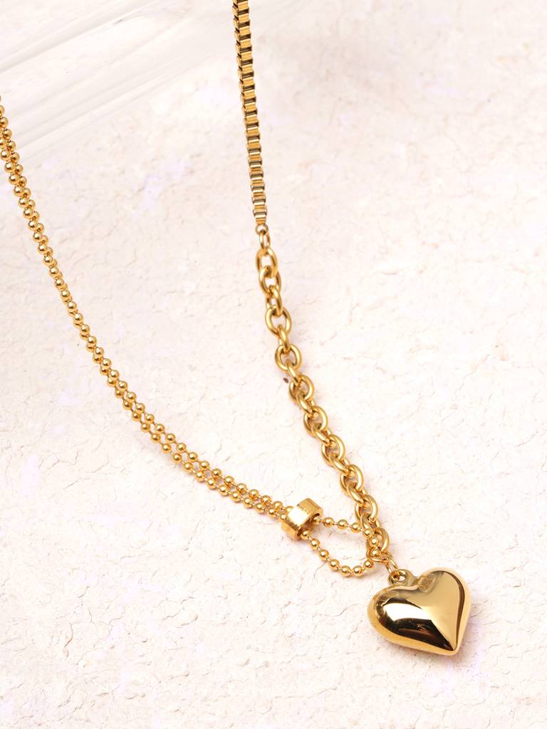 Crystal Heart Double Layered Necklace For Women : SSWNC0584