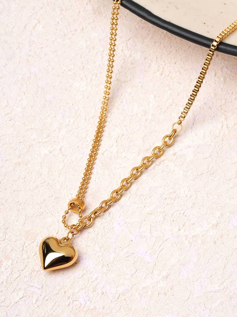 Crystal Heart Double Layered Necklace For Women : SSWNC0584
