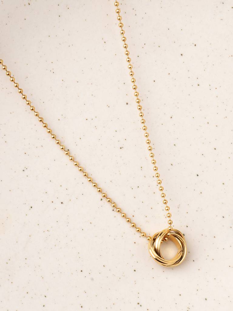 Double Hoop Interlocked Pendant Necklace For Women : SSWNC0587