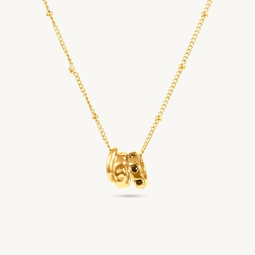 Textured Gold Chain With Twisted Ring Pendant For Women : SSWNC0589