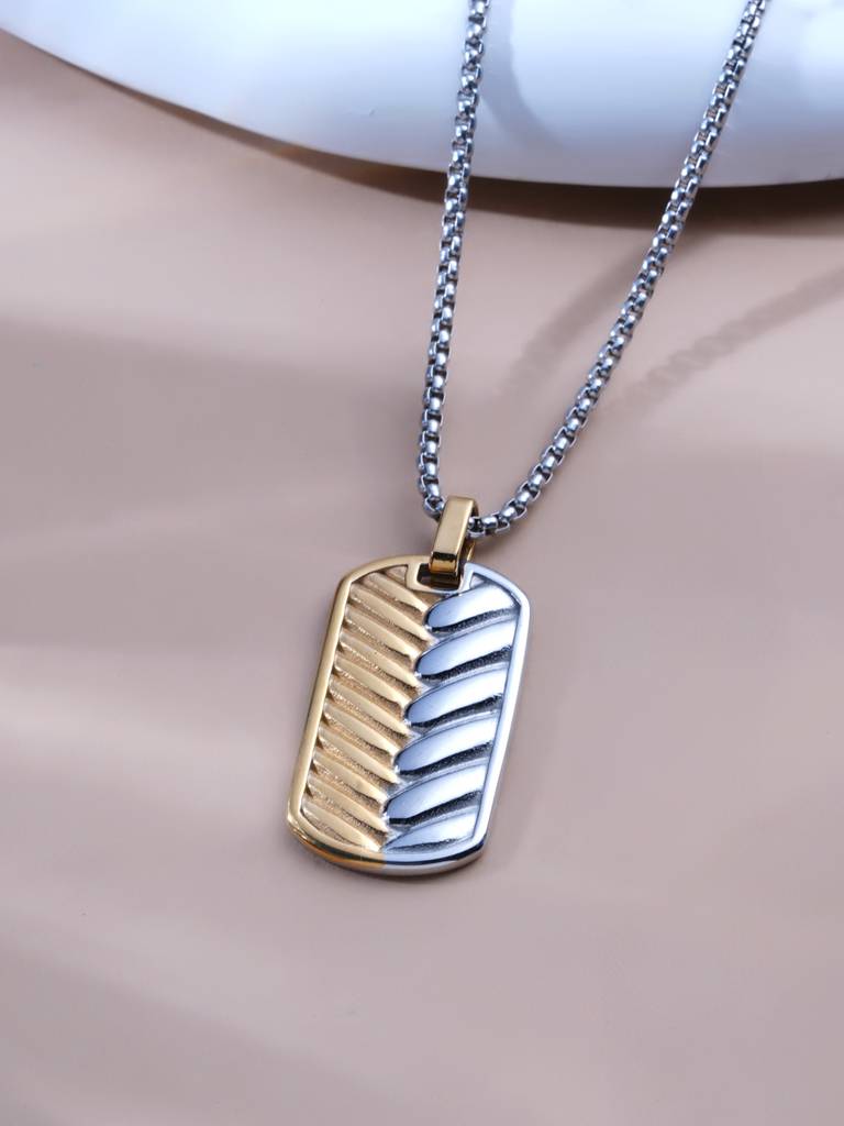 Sculpted Dual-Tone Pendant Necklace For Women : SSWNC0681