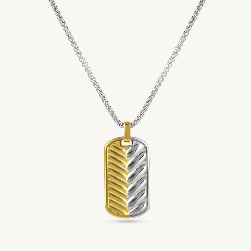 Sculpted Dual-Tone Pendant Necklace For Women : SSWNC0681