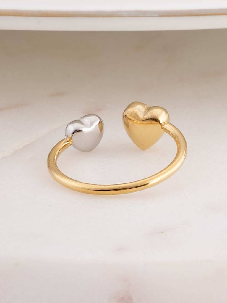 Multicolour Heart Open Rings For Womens (Size- Adjustable) - Waterproof & Anti-Tarnish : SSWRG0502-A